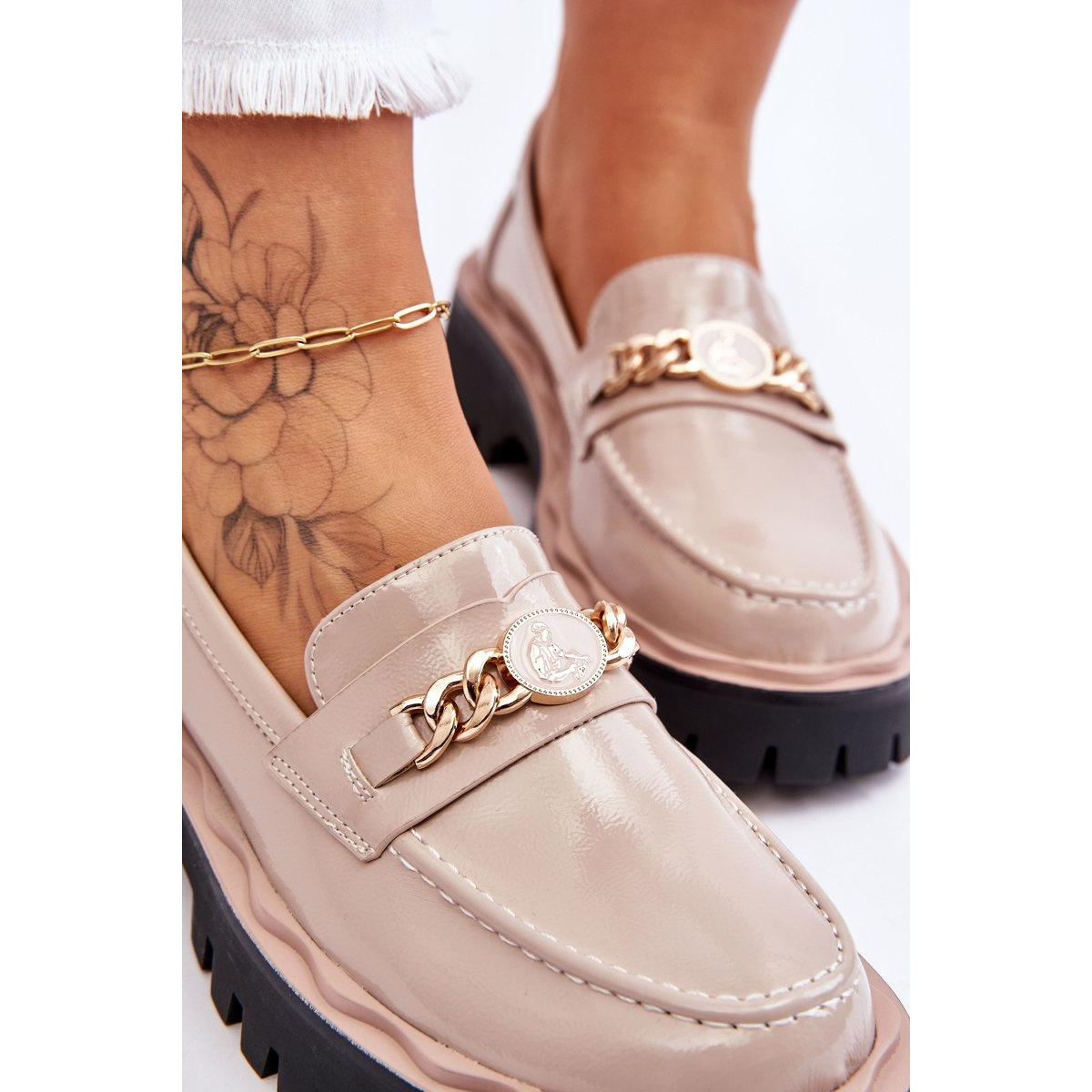 Maľované mokasíry na platforme Ronin Beige - Béžová