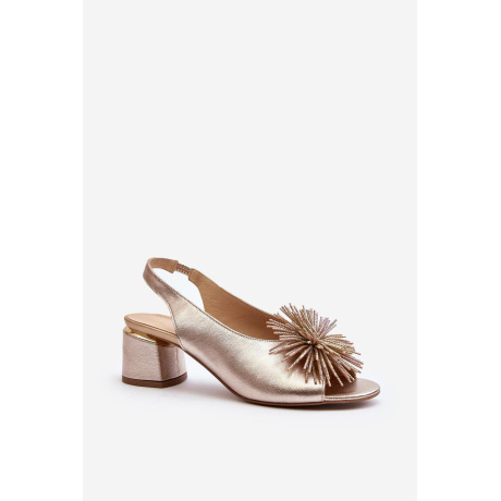 Kožené sandále s ozdobou Laura Messi 2719 Zlaté - Zlatá