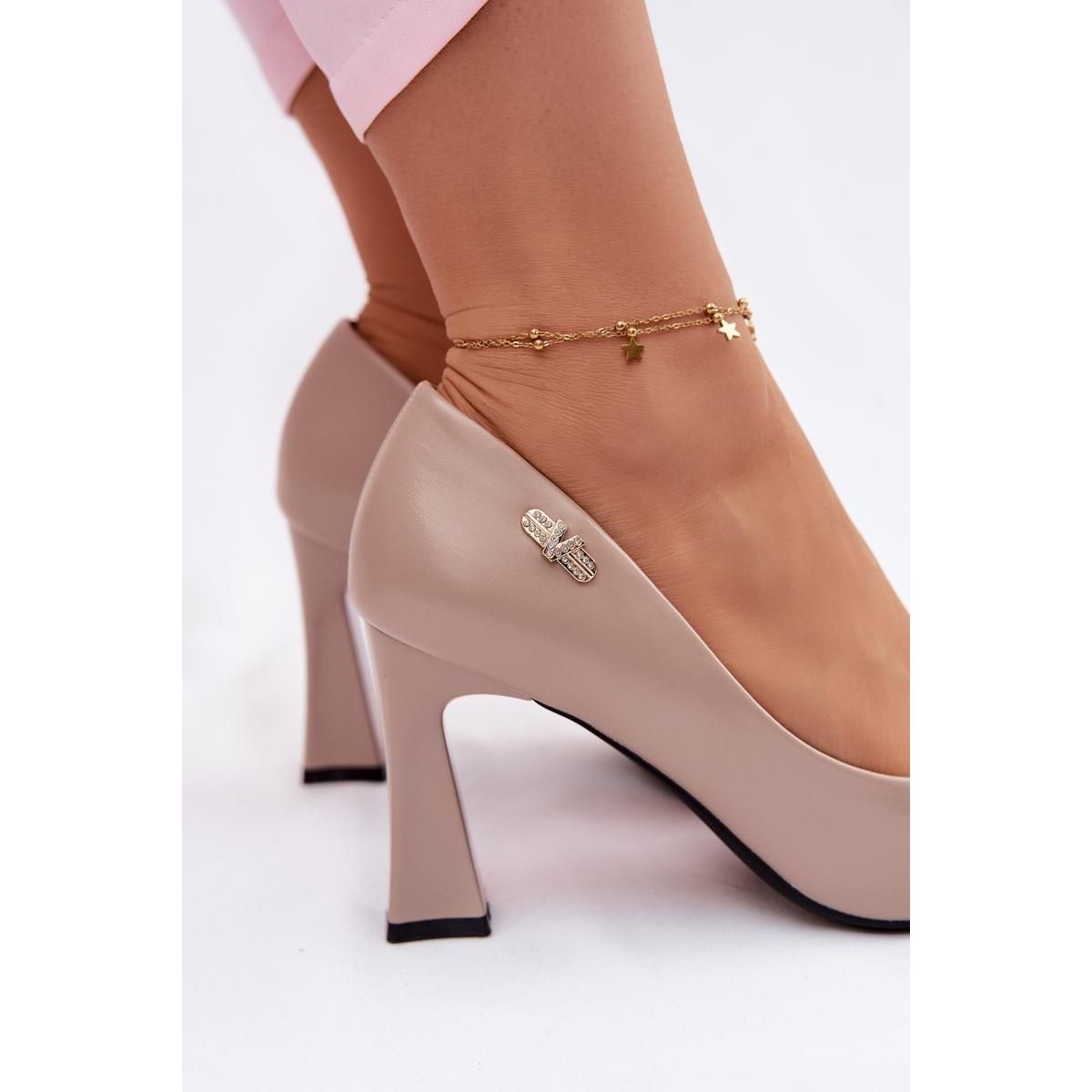 Elegantné lodičky na podpätku Vinceza 62276 Béžové - Béžová