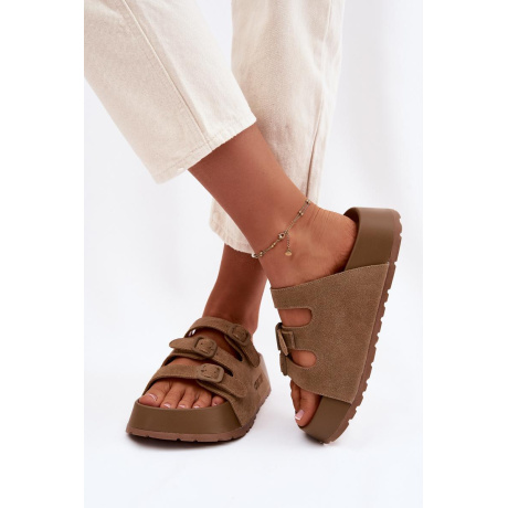 Dámske sandále s hrubou platformou s remienkami Big Star TT274530 Camel - Odtiene hnedej a béžovej