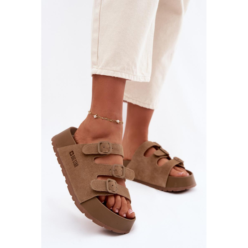 Dámske sandále s hrubou platformou s remienkami Big Star TT274530 Camel - Odtiene hnedej a béžovej