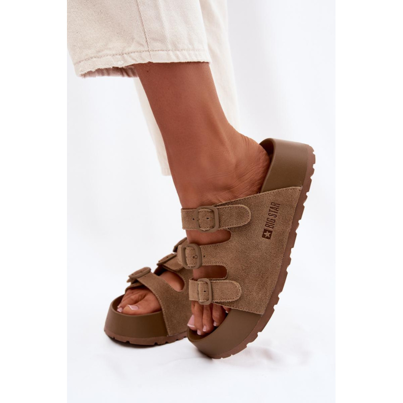 Dámske sandále s hrubou platformou s remienkami Big Star TT274530 Camel - Odtiene hnedej a béžovej