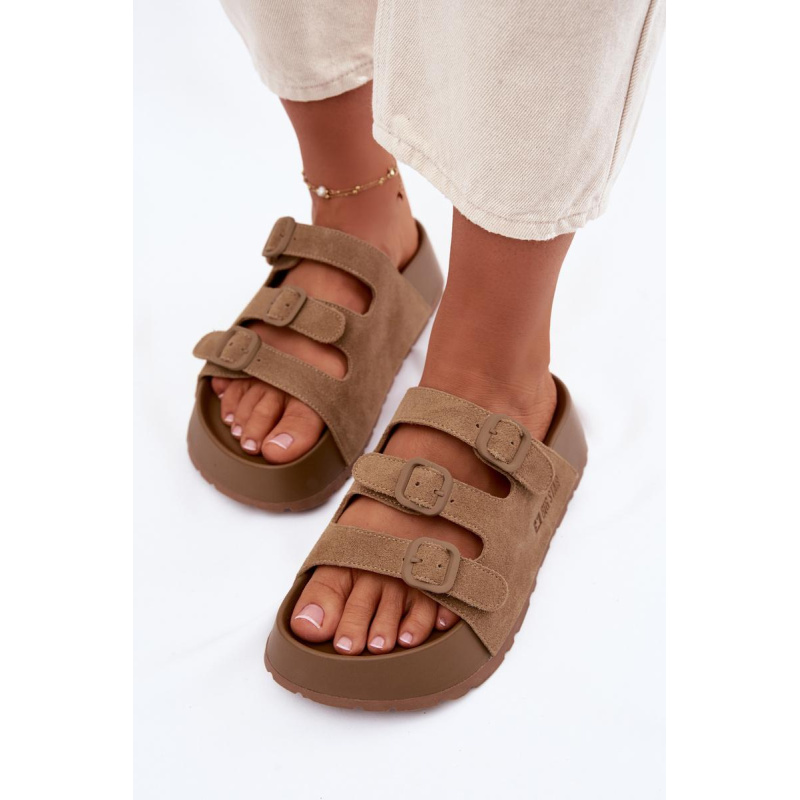 Dámske sandále s hrubou platformou s remienkami Big Star TT274530 Camel - Odtiene hnedej a béžovej