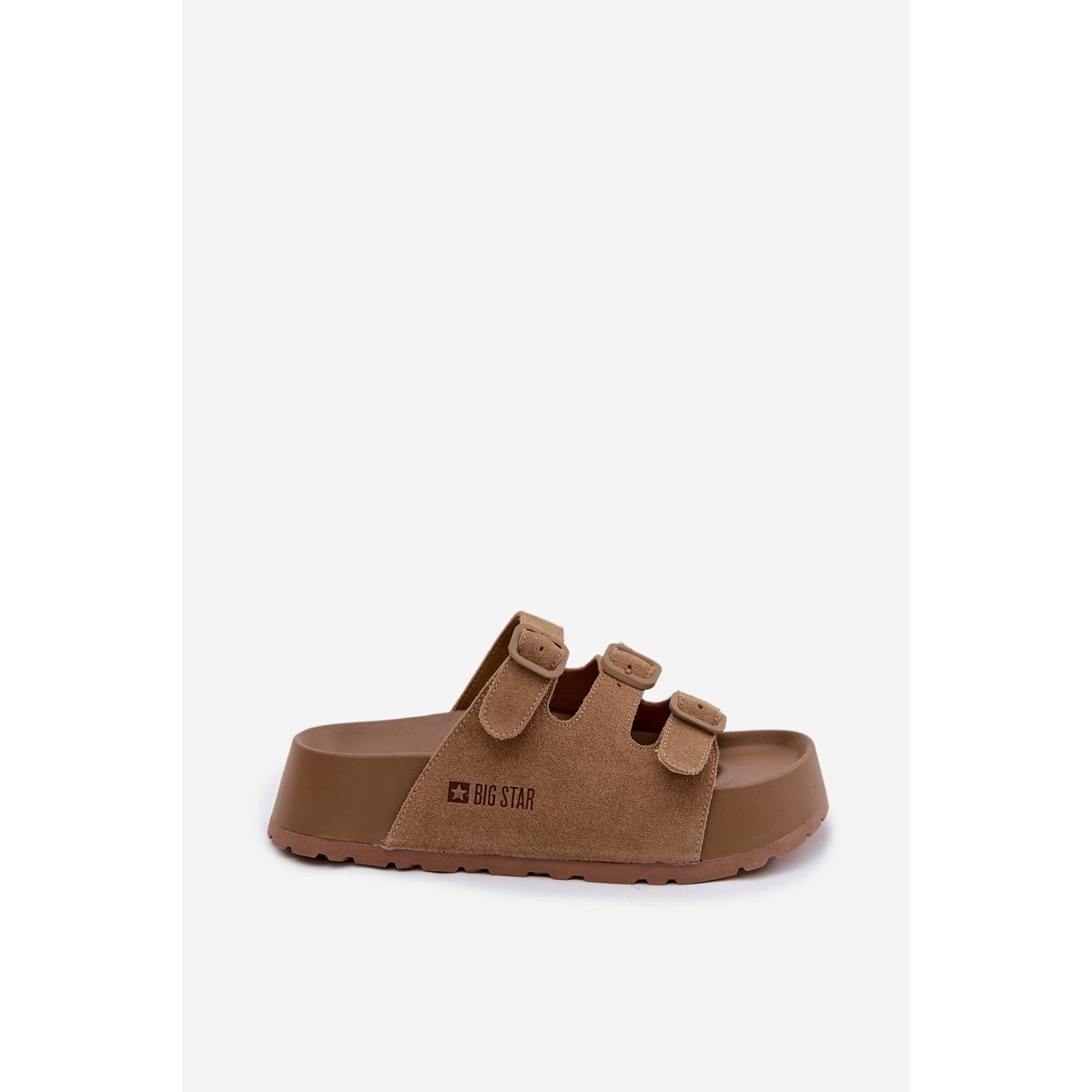 Dámske sandále s hrubou platformou s remienkami Big Star TT274530 Camel - Odtiene hnedej a béžovej