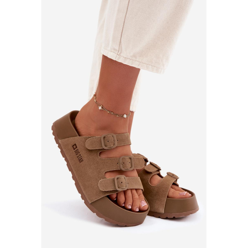 Dámske sandále s hrubou platformou s remienkami Big Star TT274530 Camel - Odtiene hnedej a béžovej