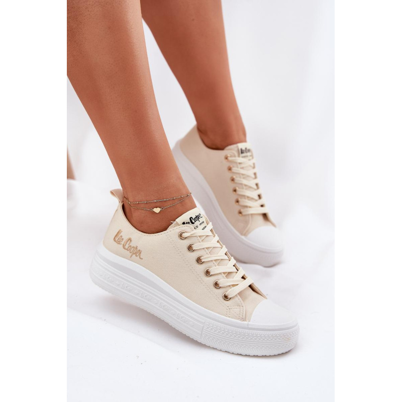 Dámske Tenisky Na Platforme Béžové Lee Cooper LCW-24-44-2464L - Béžová