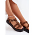 Dámske Sandále Na Platforme So Zlatým Detailom Leopard Fevire - Odtiene hnedej a béžovej