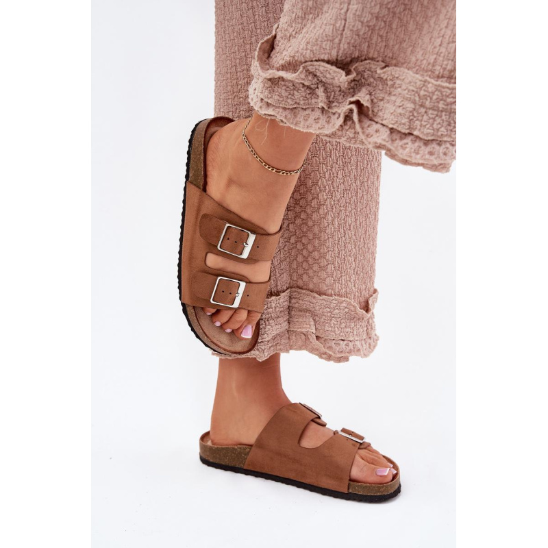 Dámske šľapky na korkovej platforme s prackami Camel Evisolla - Odtiene hnedej a béžovej