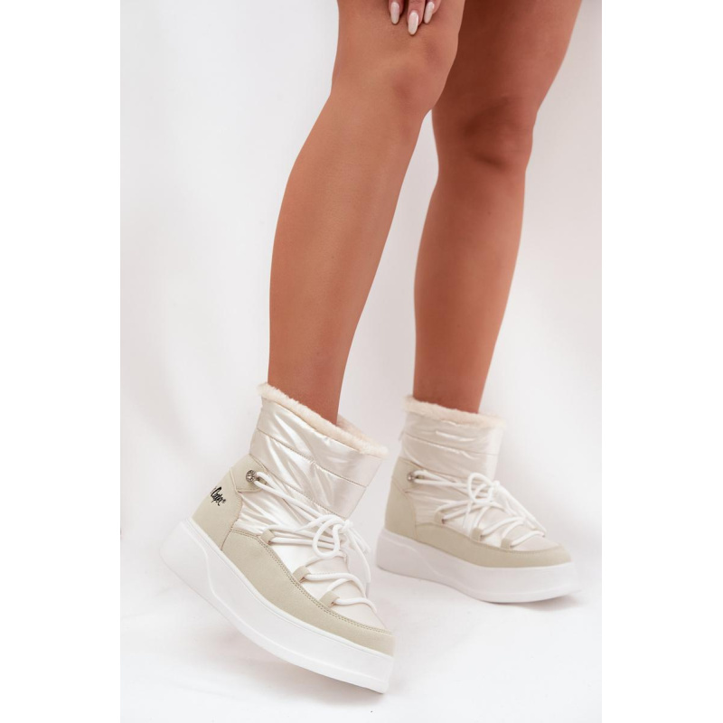 Dámske snehové topánky Na platforme Lee Cooper LCJ 25 03 3815 Biele - Biela