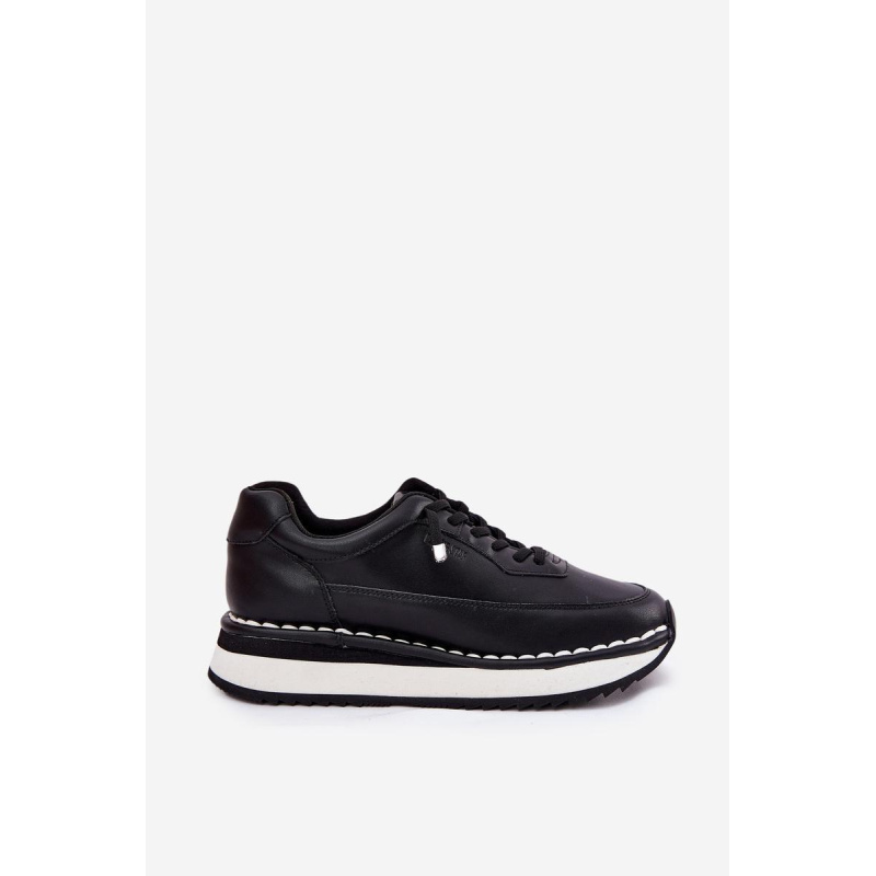 Dámske Kožené Sneakers Na Platforme Big Star RR274A335 Čierne - Čierna