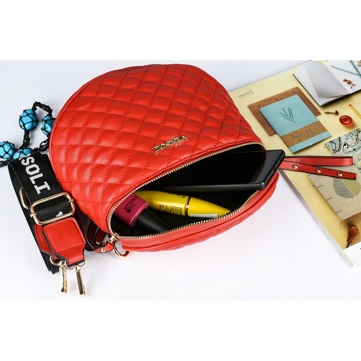 Červená crossbody kabelka dámska