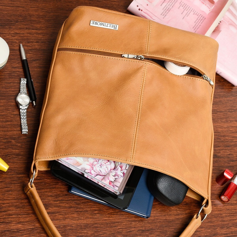 Svetlo hnedá kožená kabelka Beltimore DUO