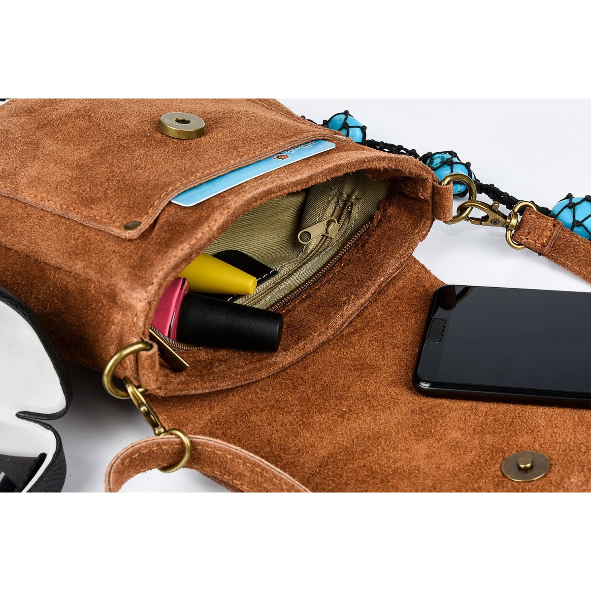 Semišová kožená kabelka CAMEL