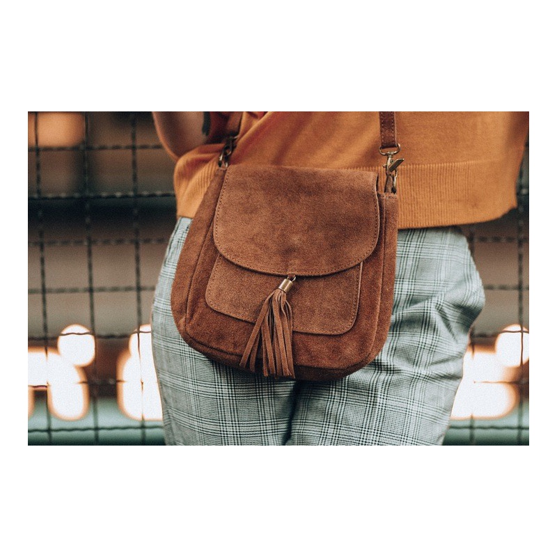 Semišová kožená kabelka CAMEL