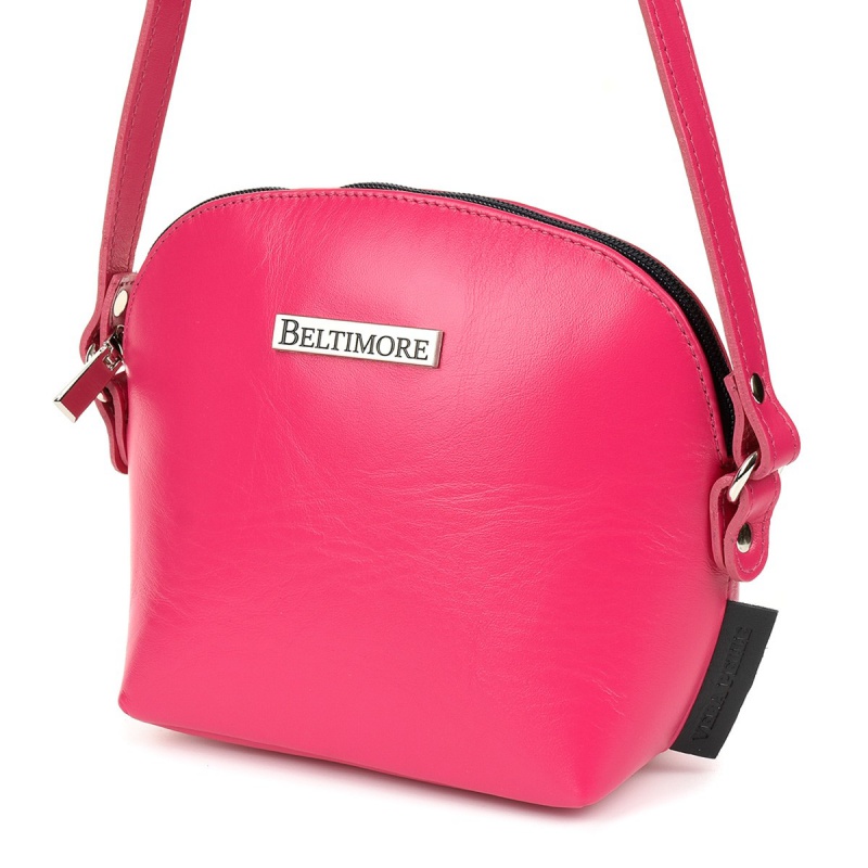 Malá kožená crossbody fuksia