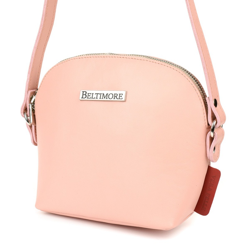 Malá kožená crossbody ružová