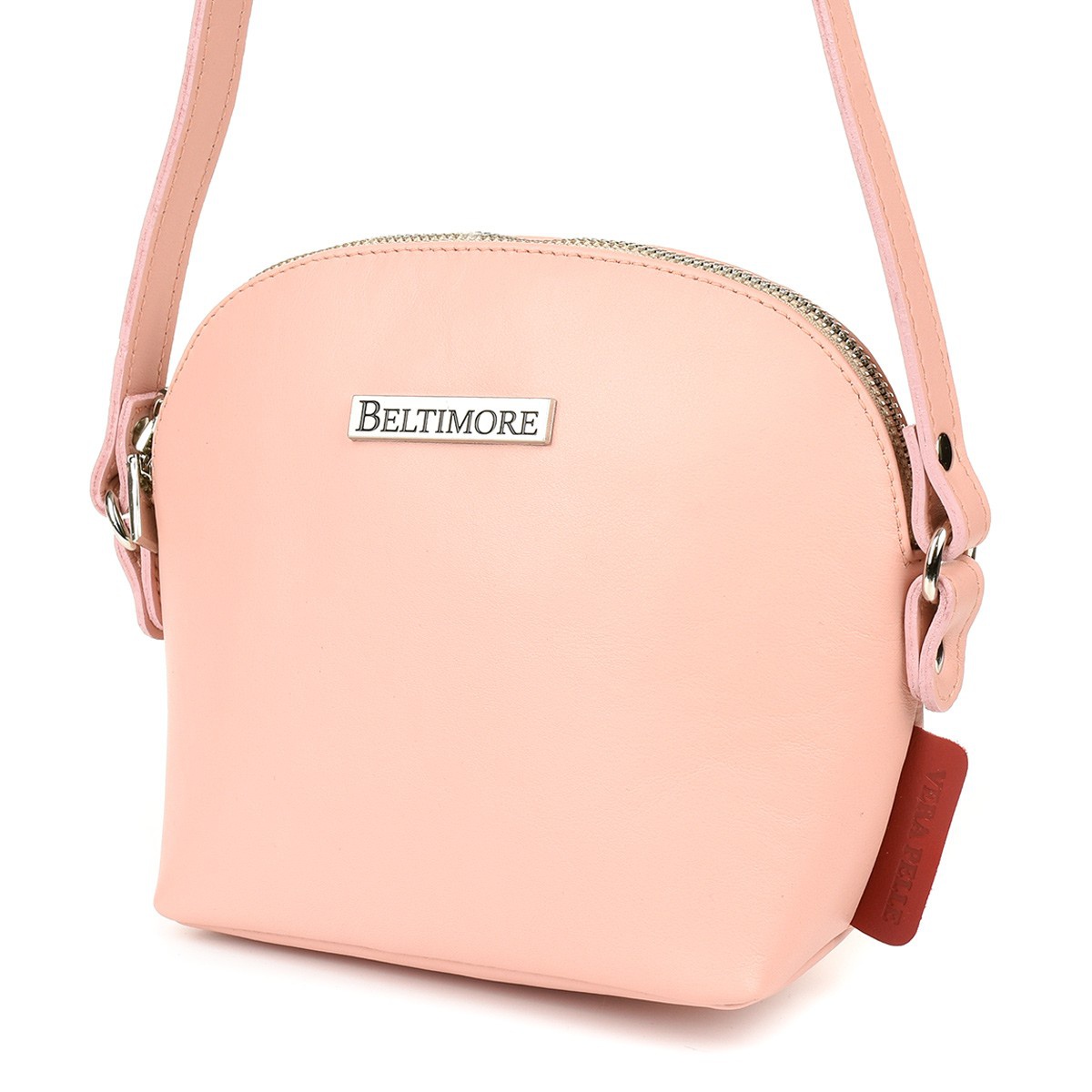 Malá kožená crossbody ružová