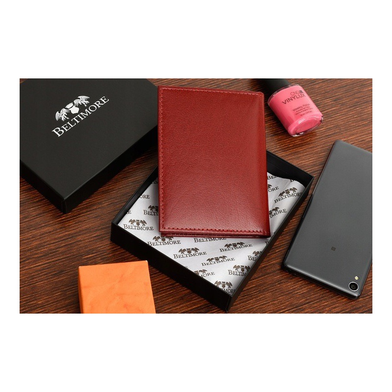 Kožená peňaženka na karty - červená