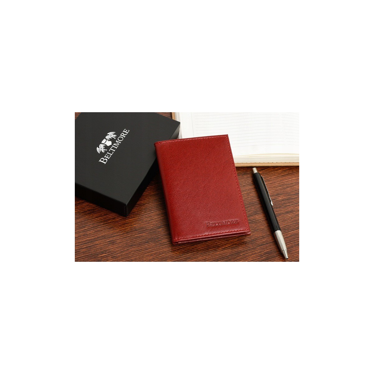 Kožená peňaženka na karty - červená