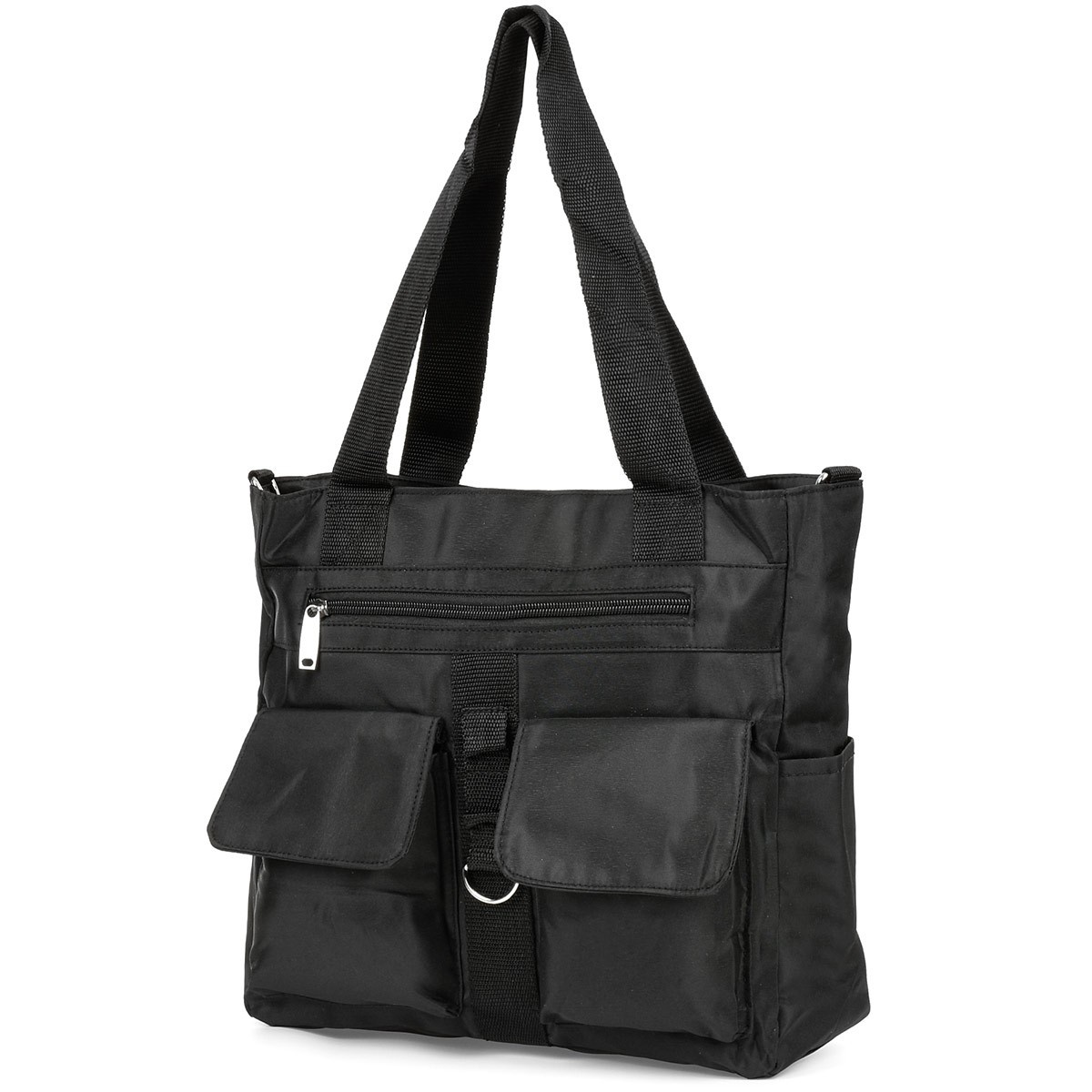 Dámska čierna kabelka na zips, na rameno, crossbody.