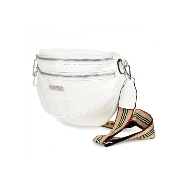 Biela dámska crossbody kabelka na zips