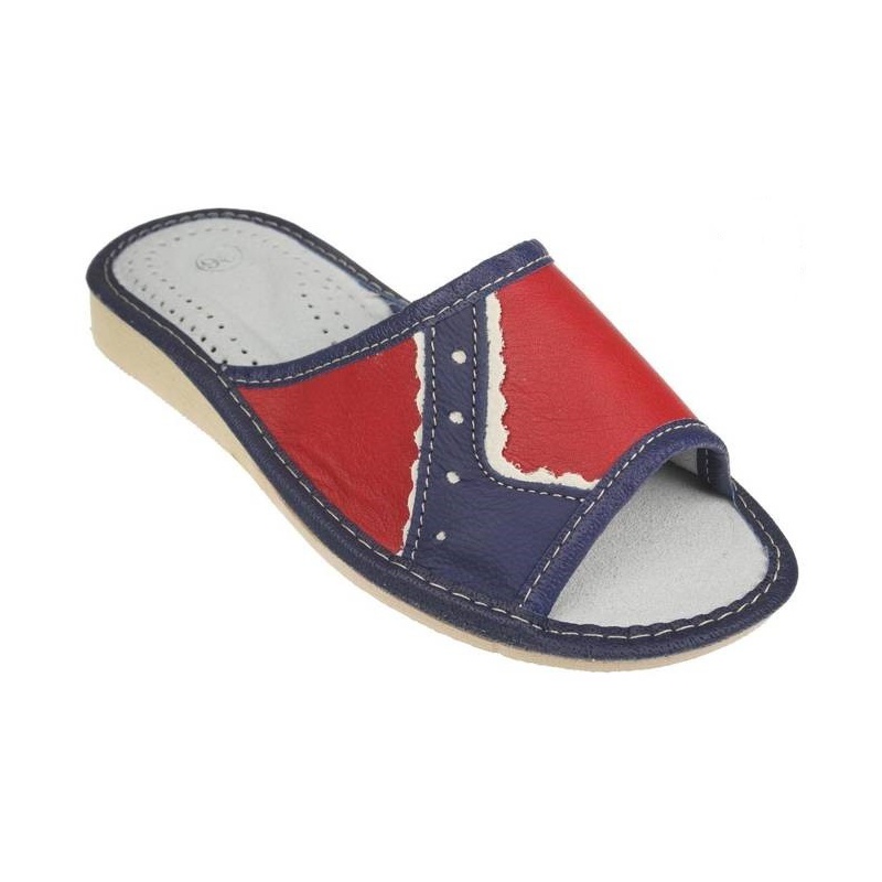 Dámske kožené červené papuče