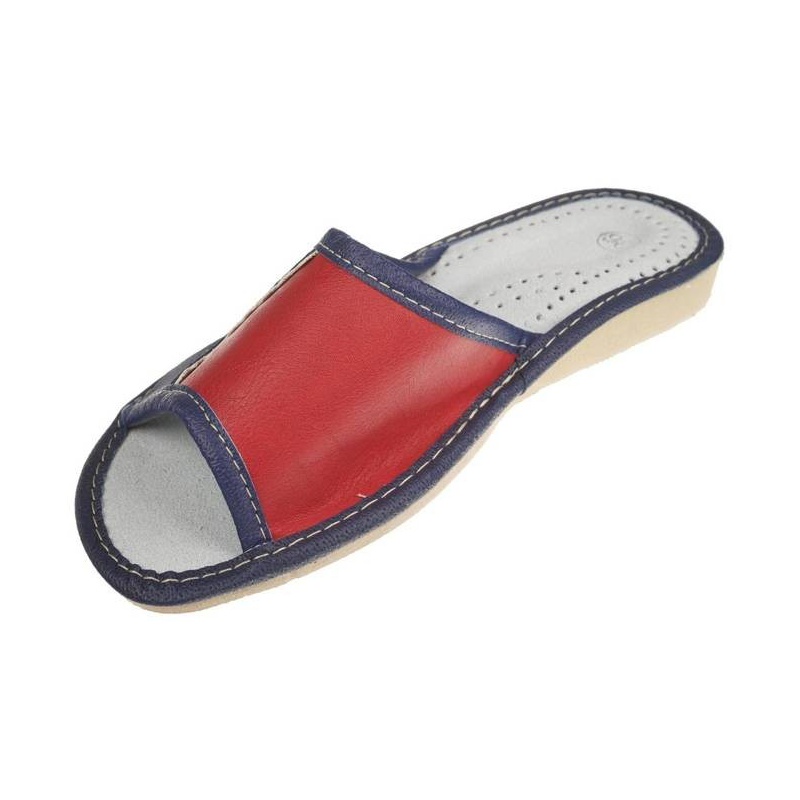 Dámske kožené červené papuče