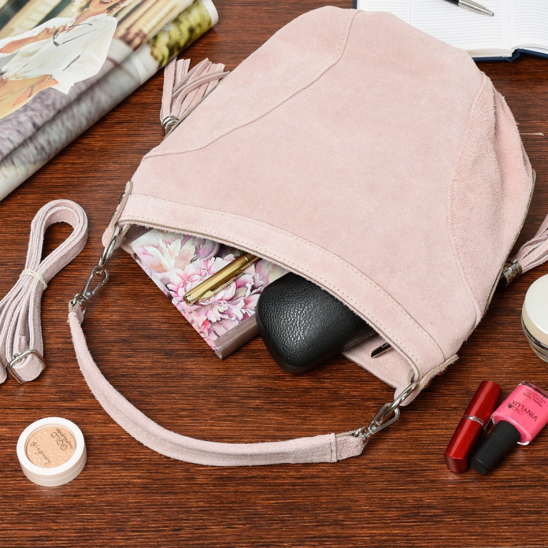 Ružová dámska semišová kabelka Bethany