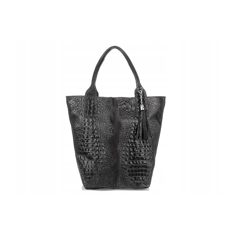 Čierna kožená dámska kabelka Iliana