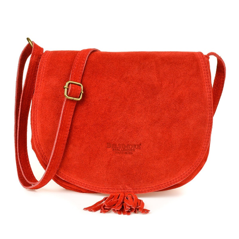 Kožená červená dámska crossbody kabelka Bonnie