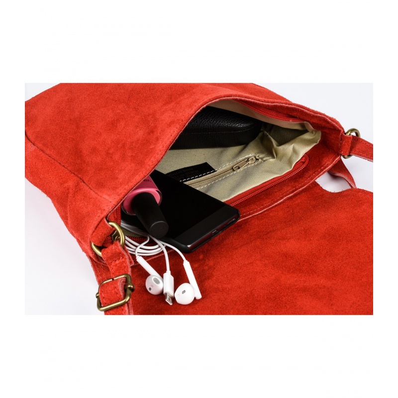 Kožená červená dámska crossbody kabelka Bonnie