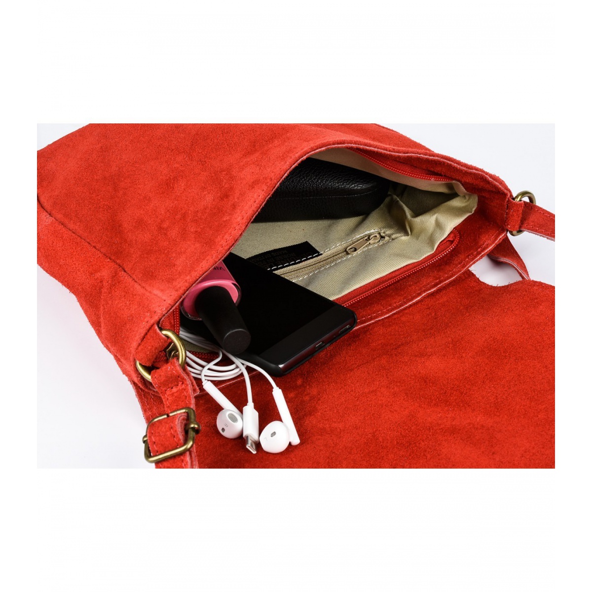 Kožená červená dámska crossbody kabelka Bonnie