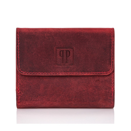 Kožená malá dámska červená peňaženka na patent.