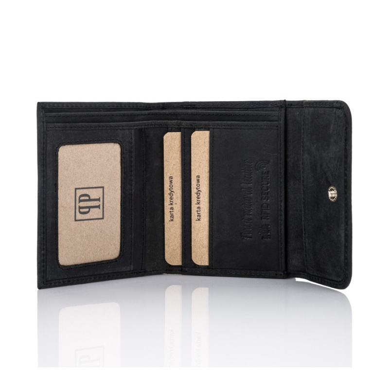 Kožená malá dámska čierna peňaženka PP