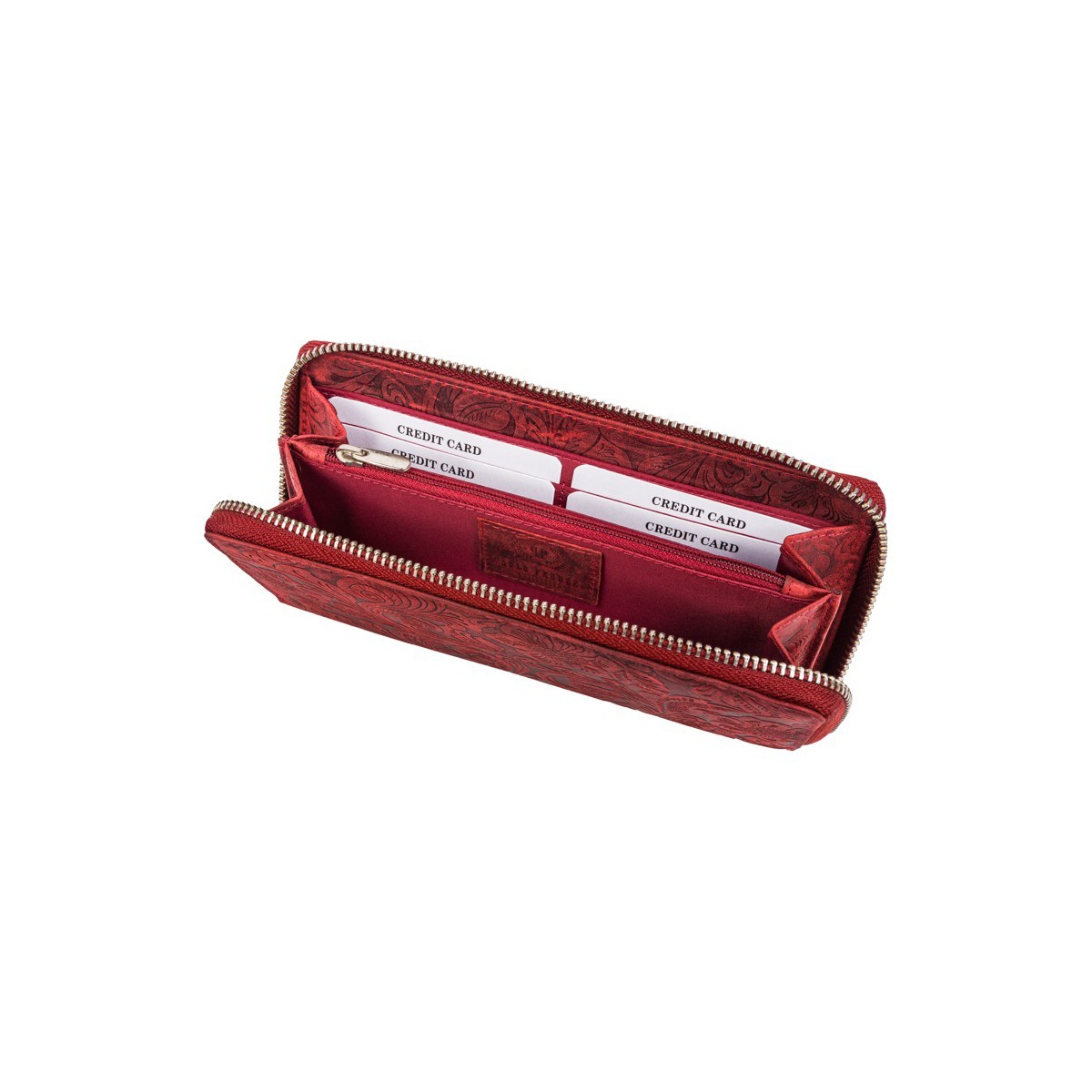 Kožená červená kvetovaná peňaženka BRENNA