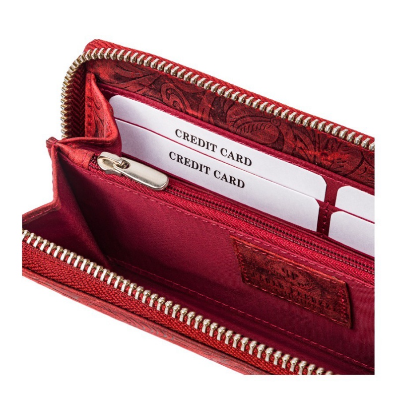 Kožená červená kvetovaná peňaženka BRENNA