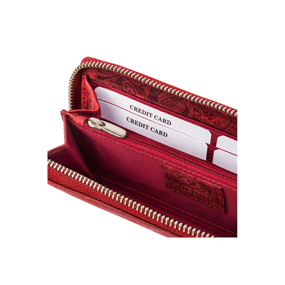 Kožená červená kvetovaná peňaženka BRENNA