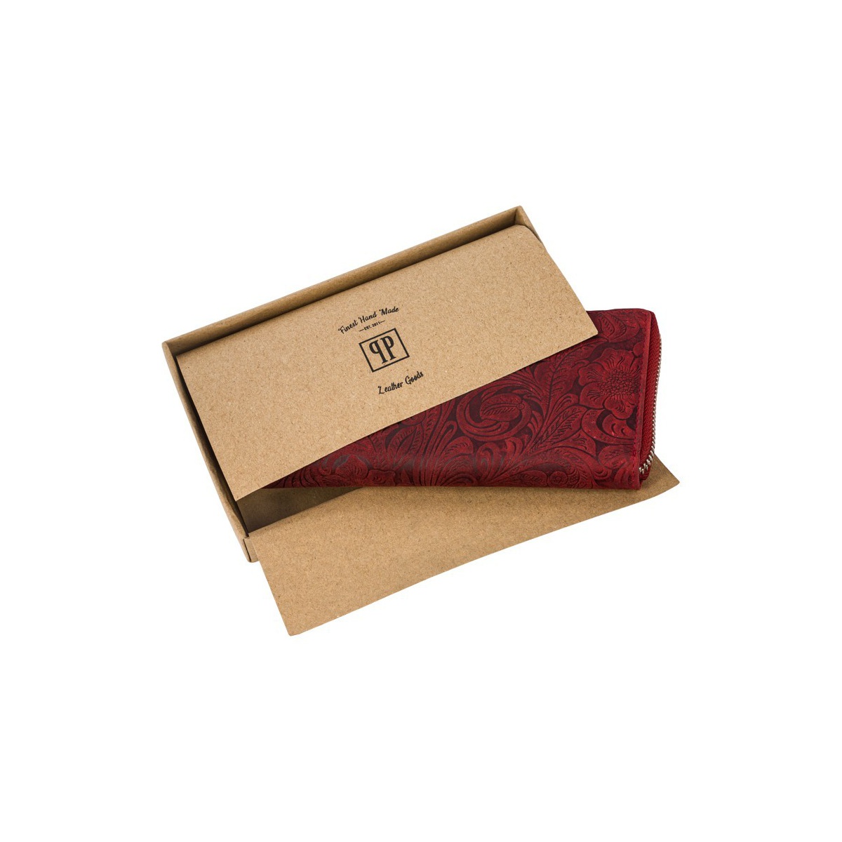 Kožená červená kvetovaná peňaženka BRENNA