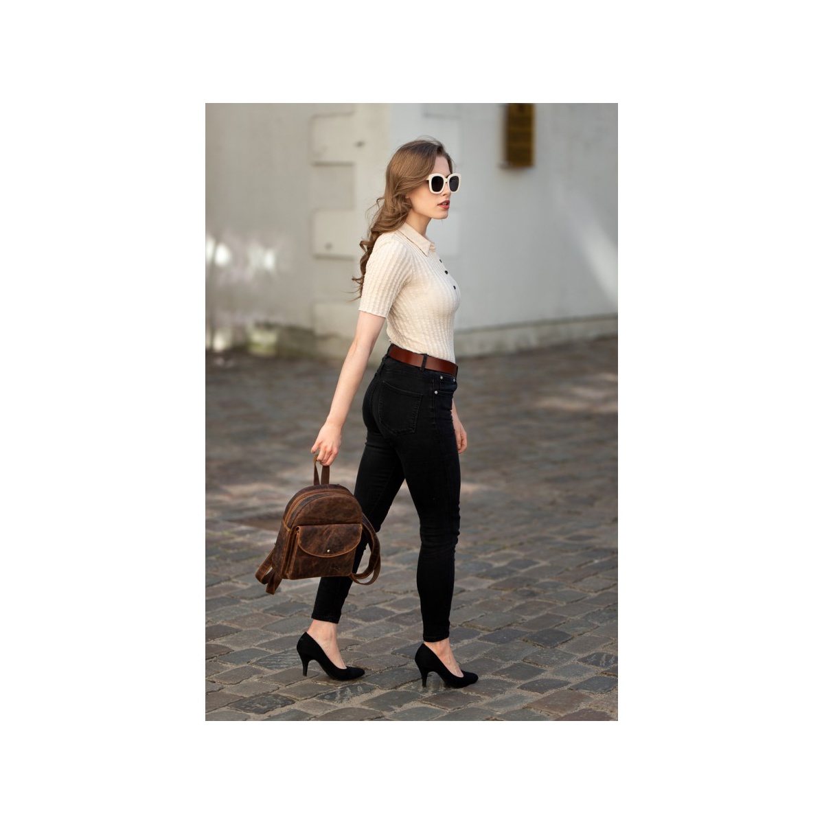 Kožený dámsky vintage batoh