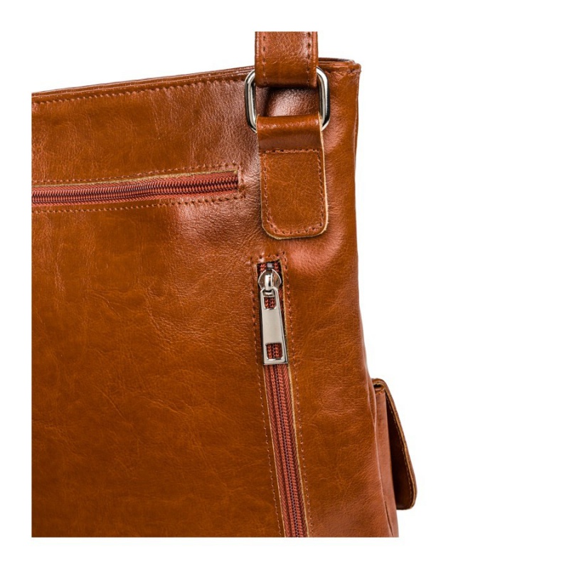 Dámska kožená koňaková crossbody kabelka Bria