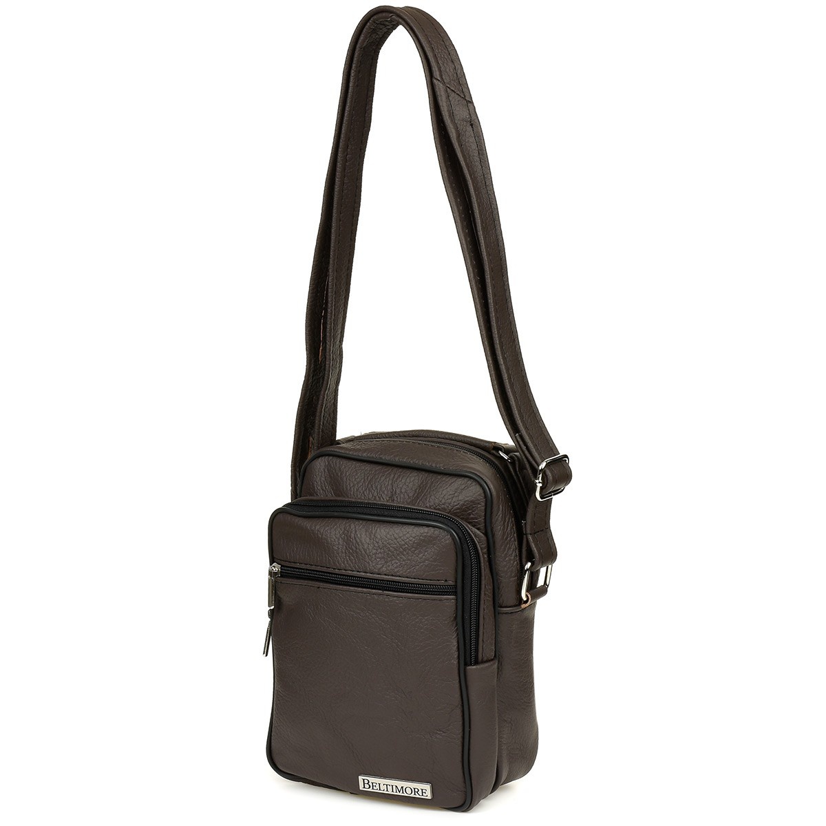 Pánska kožená crossbody taška - hnedá