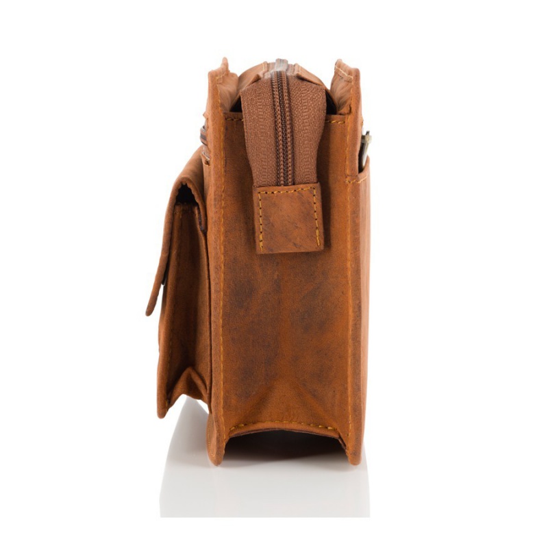 Hnedá pánska kožená príručná taška Peruzzi