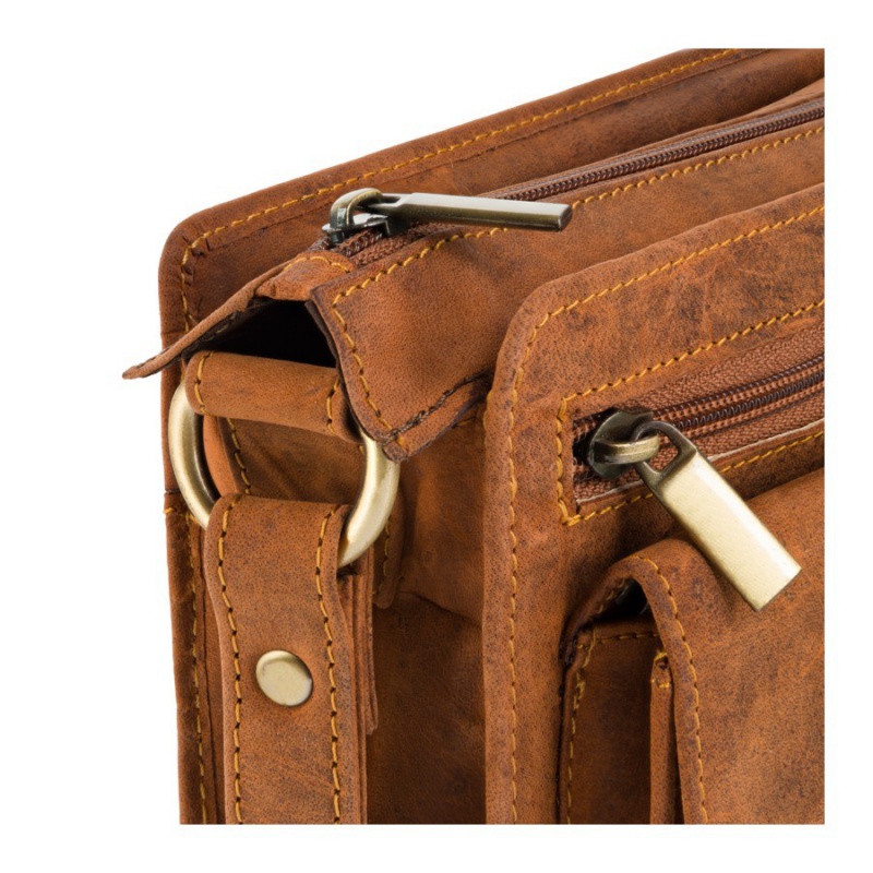 Hnedá pánska kožená príručná taška Peruzzi