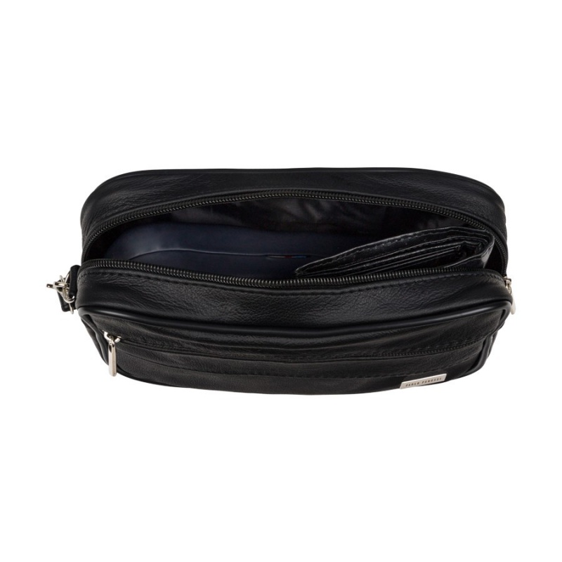 Pánska čierna kožená príručná taška BING