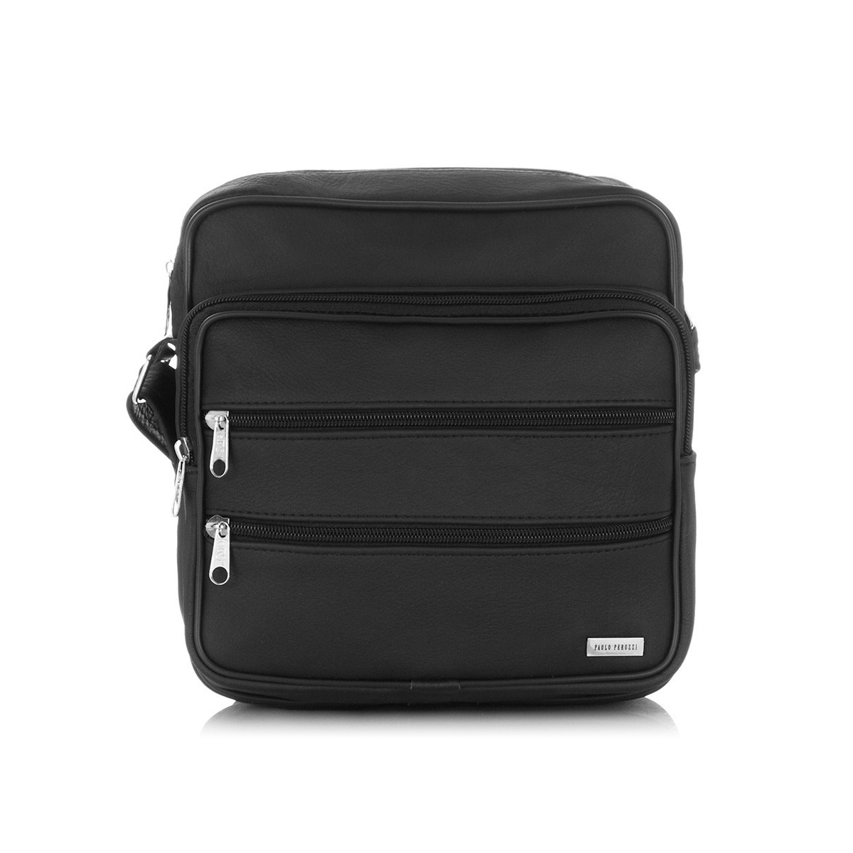 Kožená pánska čierna crossbody taška na zips. Cez telo, cez plece, na rameno.