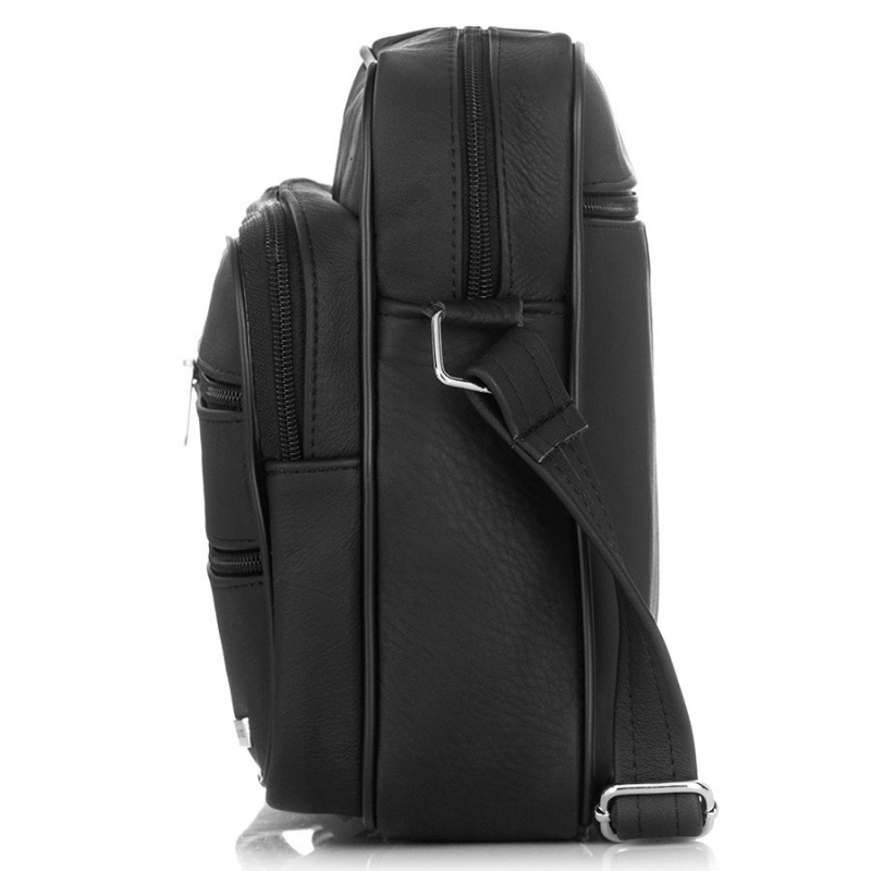 Kožená pánska čierna crossbody taška AMANTIUS