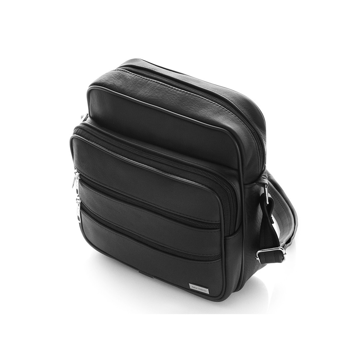 Kožená pánska čierna crossbody taška AMANTIUS