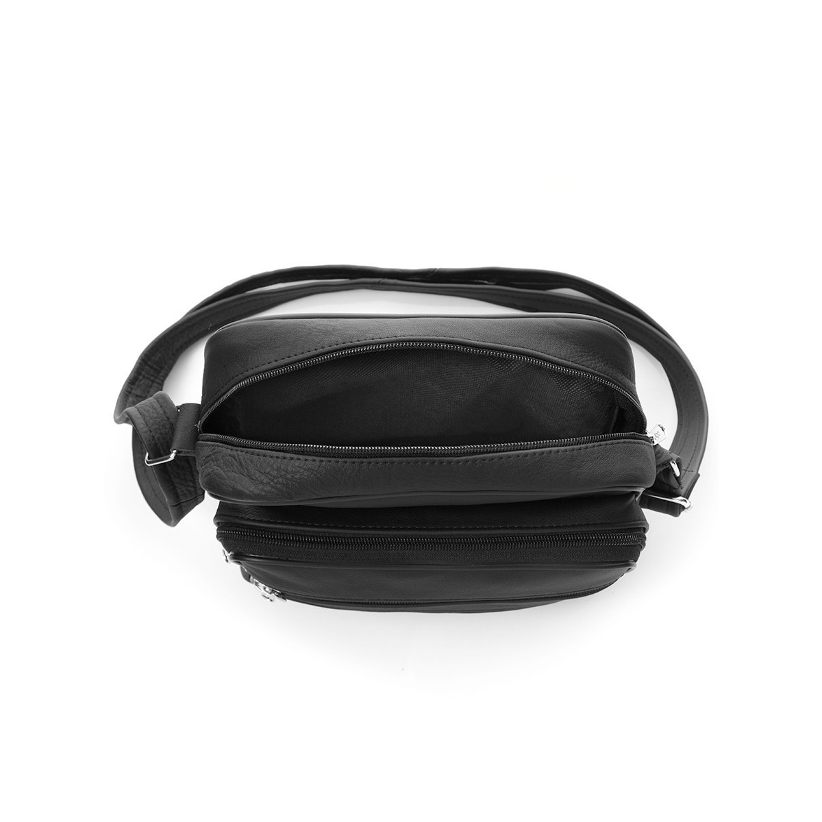 Kožená pánska čierna crossbody taška AMANTIUS