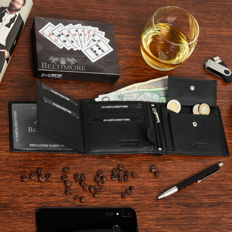 Kožená čierna pánska peňaženka