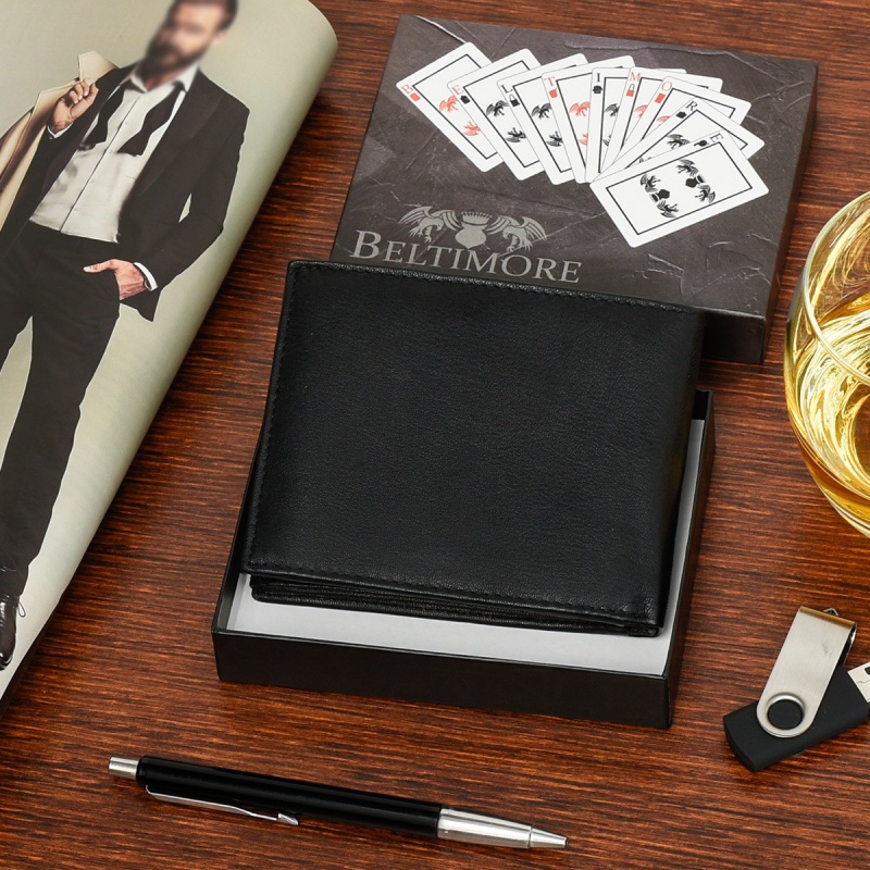 Kožená čierna pánska peňaženka